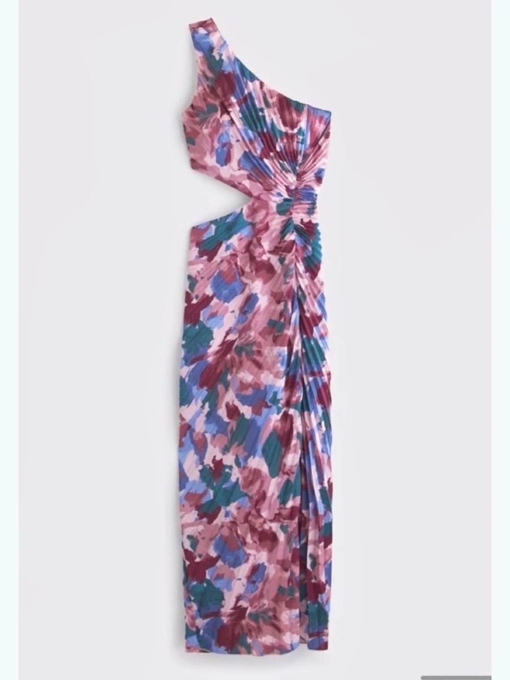 Abercrombie & Fitch The A&F Giselle Pleated One-Shoulder Cutout Maxi Dress Maxi